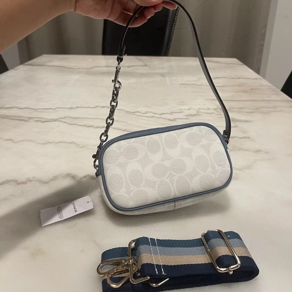 COACH Jamie Wristlet Bag In Signature Canvas /Chalk/Indigo Small Bag Coach New - Picture 3 of 3